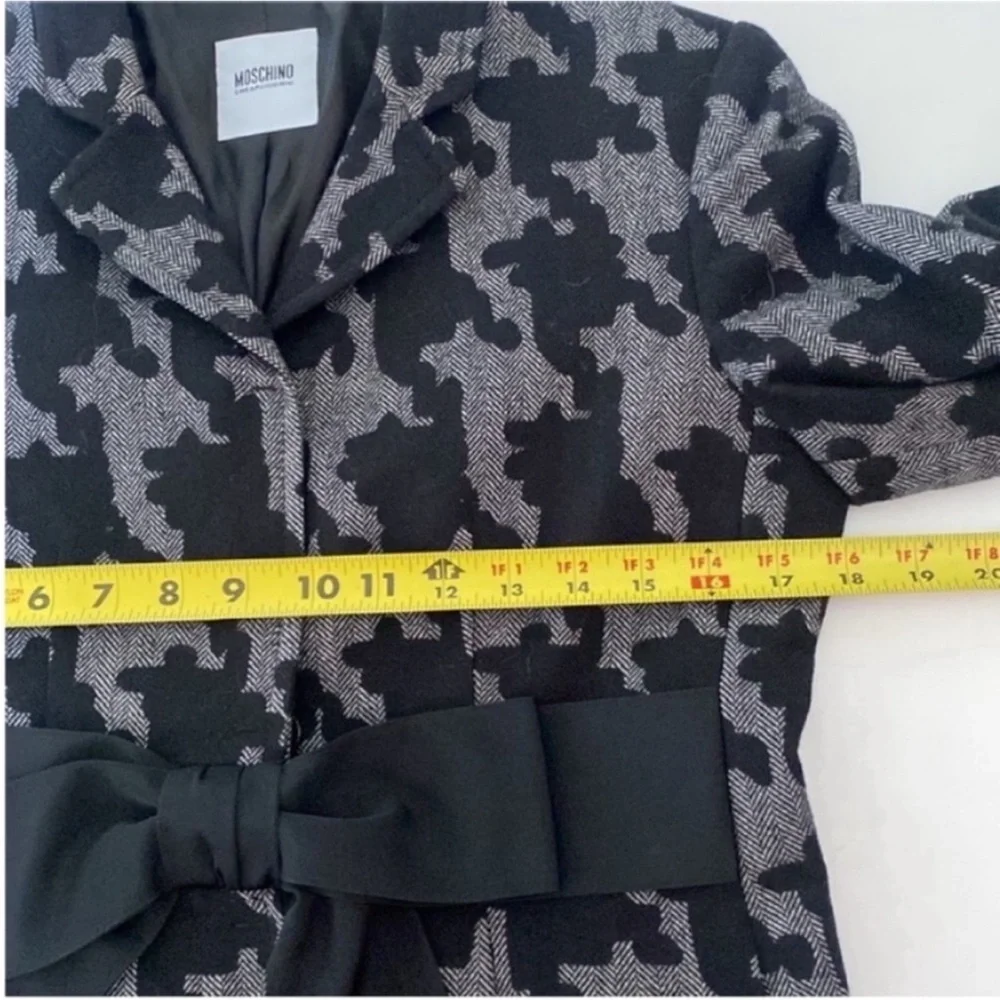 Moschino Women’s Wool Bland Blazer Houndstooth Print Jacket Black Gray size 10 - Picture 12 of 16